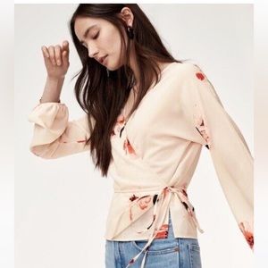 Wilfred Pink Floral wrap blouse